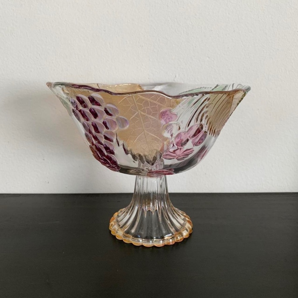 Vintage glass catchall pedestal vessel